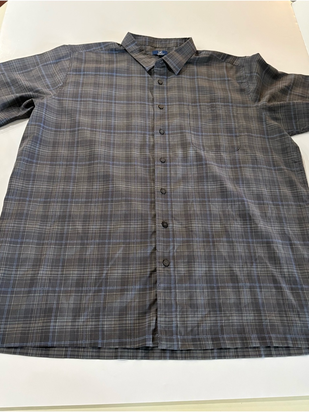 George Men's Blue & Gray Plaid Button-Down Shirt size 2XL